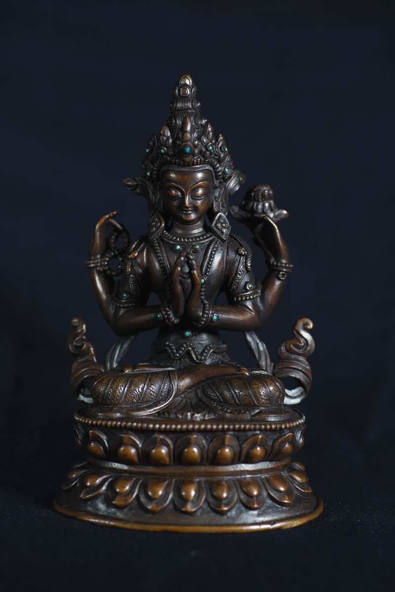 楽天市場】四臂観音菩薩 銅造彫金仕上げ : 仏像仏画チベット美術卸の天竺堂