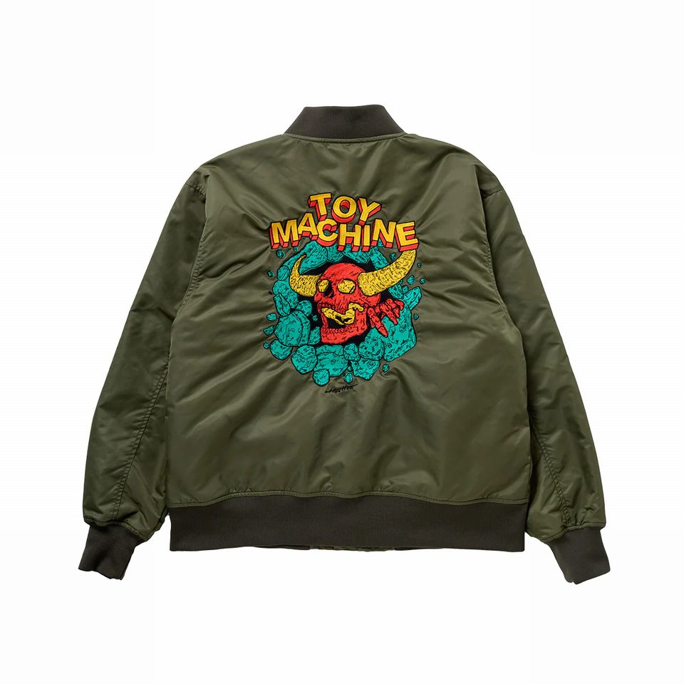 楽天市場】【TOY MACHINE / Hirotton monster bomber jacket / OLIVE