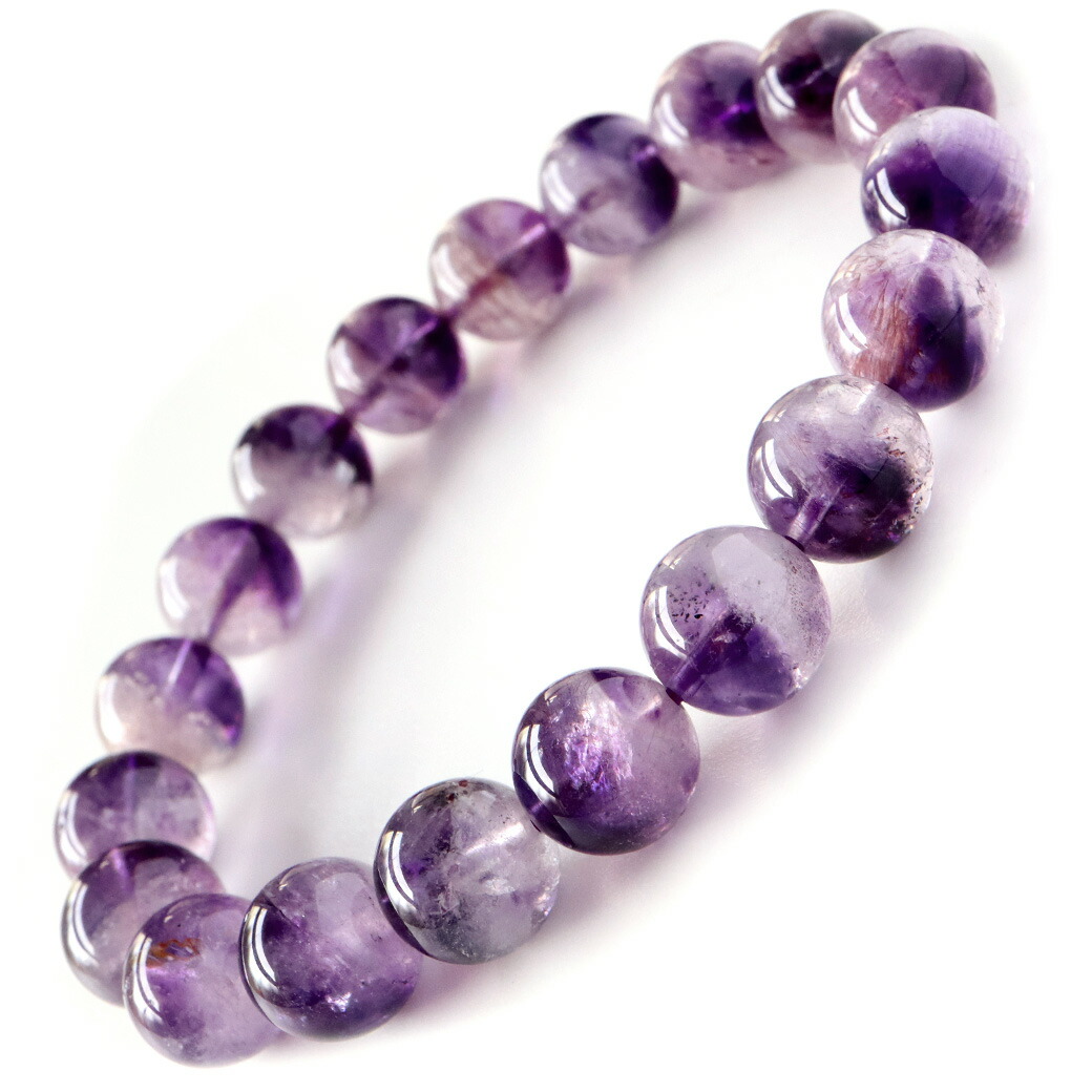 楽天市場】アメジスト エレスチャル ブレスレット 10.5mm AAA 天然石