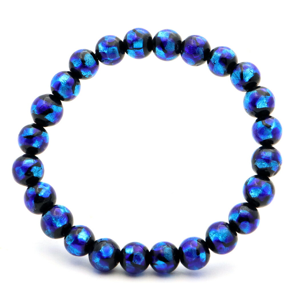 楽天市場】ホタルガラス ブレスレット ブルー 青色 8mm とんぼ玉 沖縄