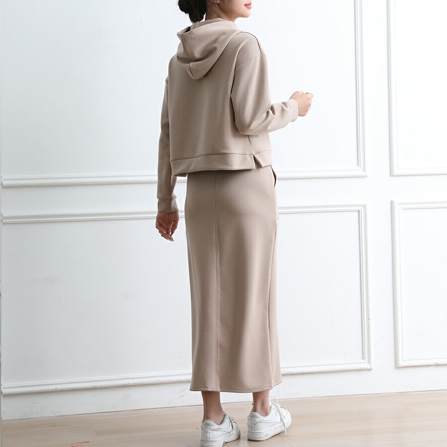 楽天市場】セットアップ パーカー スカートセット 前スリット ロング丈