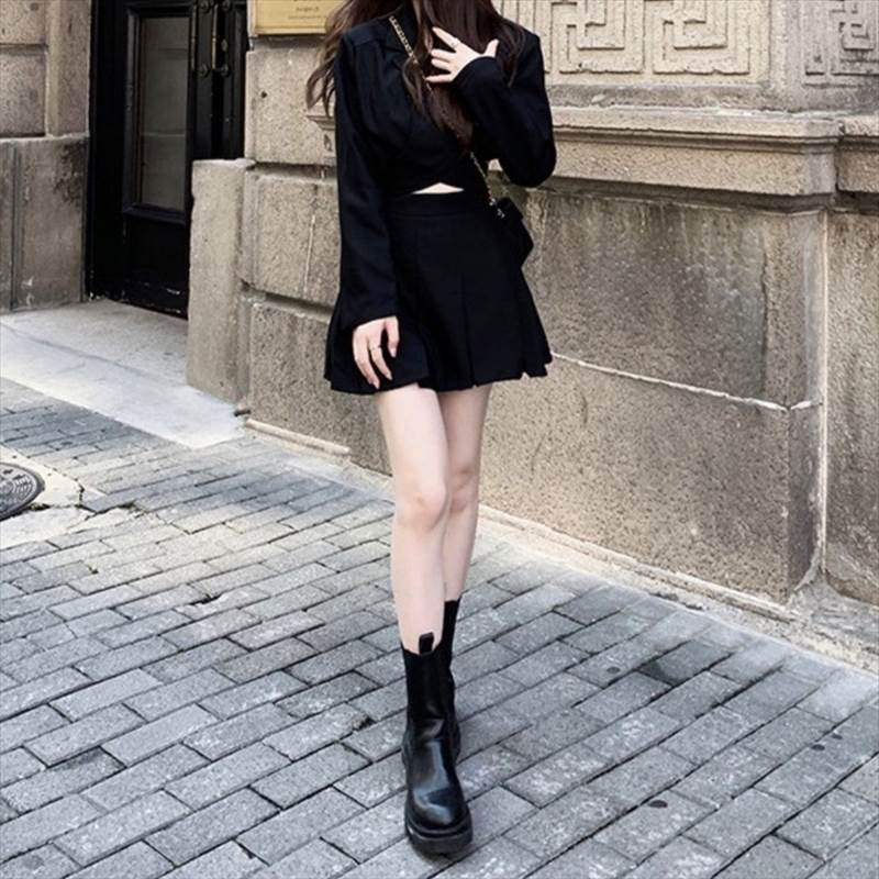 楽天市場】クロップドジャケット＋プリーツスカートセットアップ