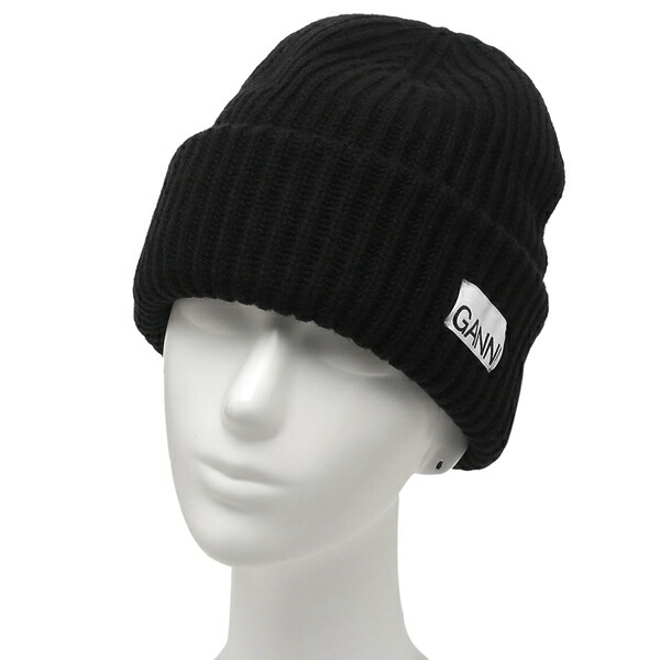 新品未使用 GANNI ガニー ニット帽 ビーニー 黒 ブラック レディース