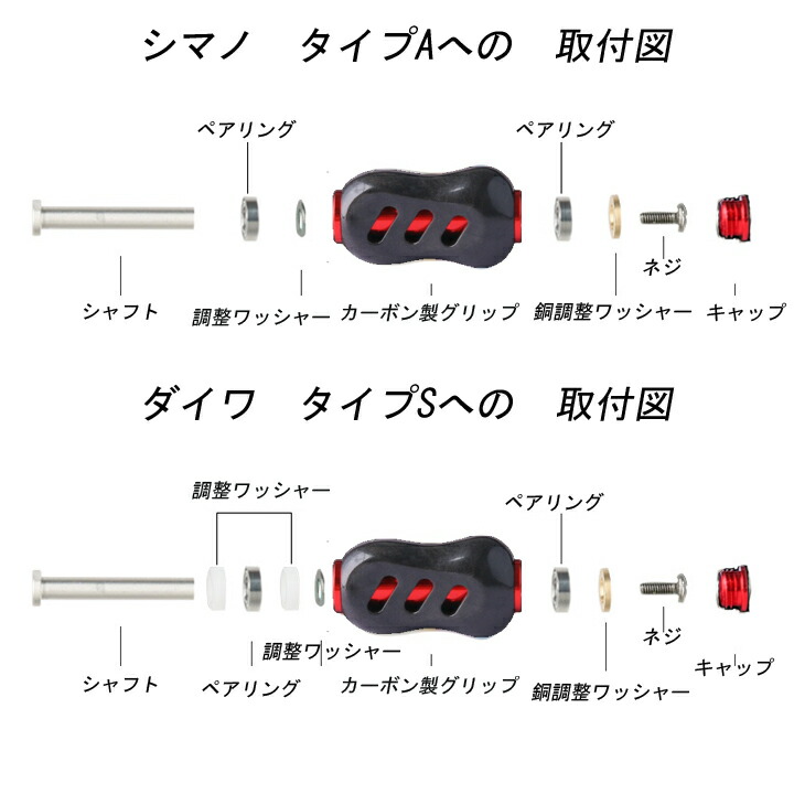 楽天市場】リールハンドルノブ ダイワ シマノ 2個セット（黒金