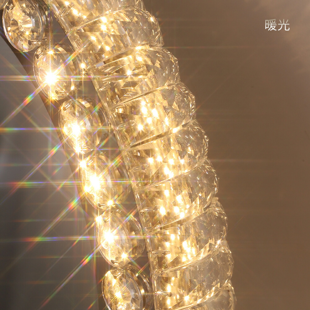 楽天市場】女優ミラー LEDライト付き クリスタル 52*46cm おしゃれ 三