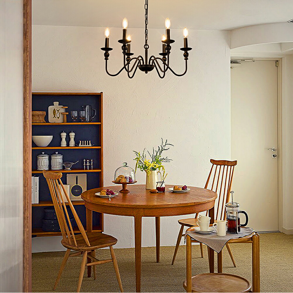 楽天市場】シャンデリア おしゃれ ブラック 6灯 LED対応 E12