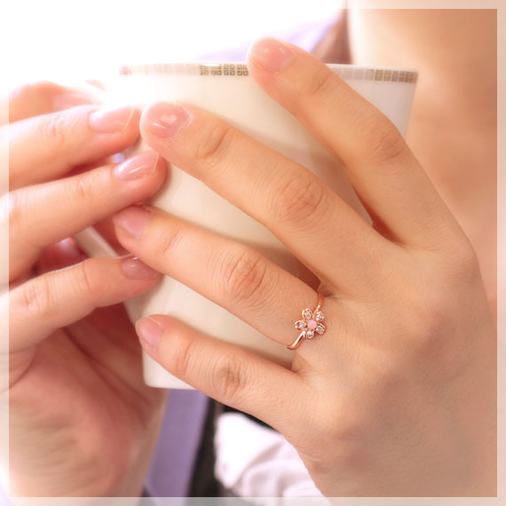 楽天市場】ピンクオパール×ダイヤモンド 桜 リング/指輪 K10ピンク