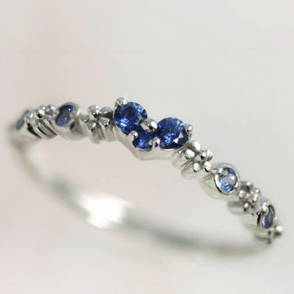 楽天市場】ピンキーリング 18k 9月誕生石 ブルーサファイア ハート