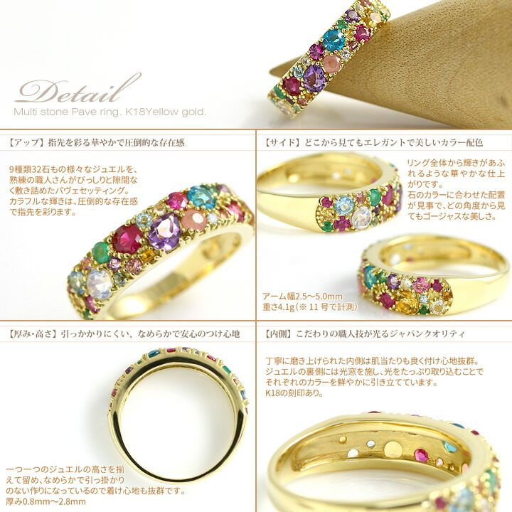 楽天市場】パヴェ リング 指輪 天然石32石（9種 ルビー、アメジスト