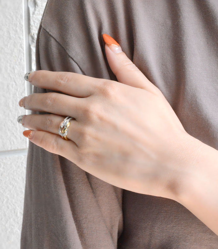 楽天市場】リング 指輪 コンビリング pt900 k18 ダイヤモンド