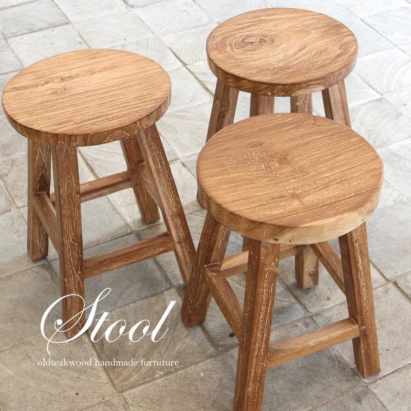 楽天市場】☆オールドチークを使用したラウンドスツール F02（無垢材