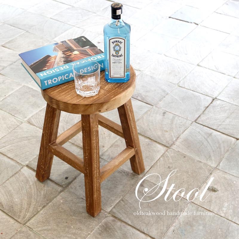 楽天市場】☆オールドチークを使用したラウンドスツール F02（無垢材