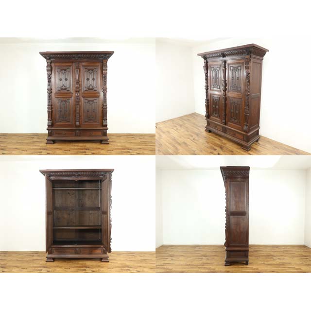 楽天市場】アンティーク キャビネット アンティーク家具 ワードローブ