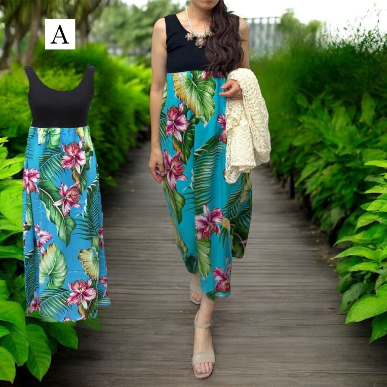 楽天市場】ハワイアン ワンピース ロング オリジナル ハイビスカス