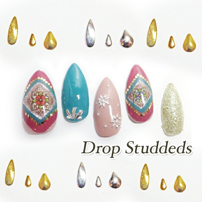 楽天市場】ドロップスタッズ （50個）雫スタッズ 涙型 メタルパーツ