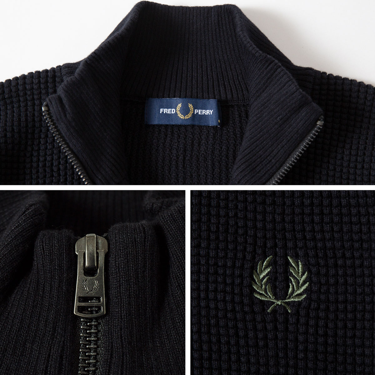 楽天市場】フレッドペリー FRED PERRY ワッフル ステッチ ハーフジップ