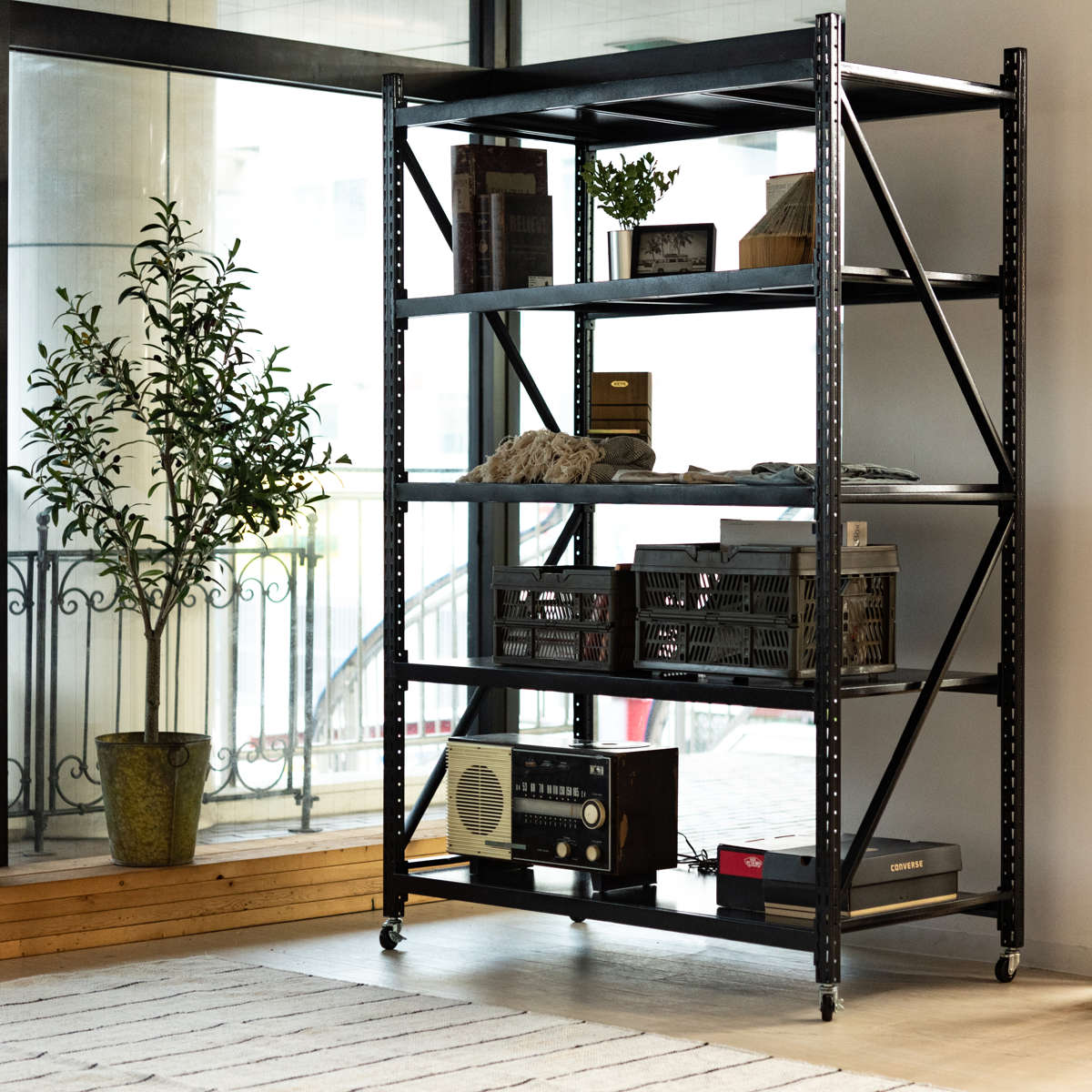 楽天市場】スチールラック 4段 深型 キャスター付 ボルトレス RALD 幅