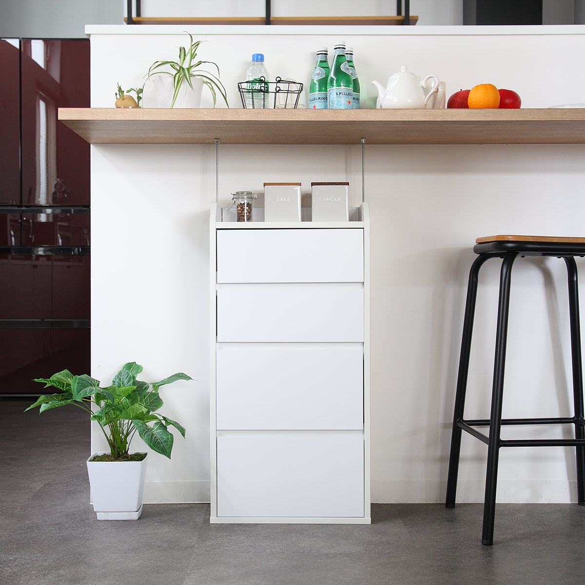 楽天市場】カウンター下収納 幅40cm チェスト 4段 薄型 （ カウンター