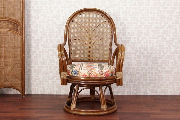 楽天市場】籐 回転座椅子 チェア クッション付 ラタン製 籐家具 座面高