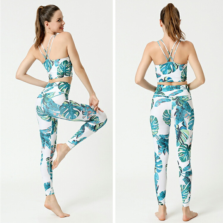 楽天市場】ヨガウェア 上下セット ボタニカル柄 2点セット レディース