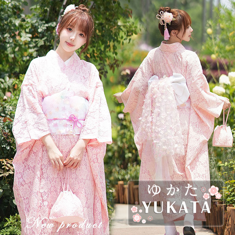 楽天市場】レース浴衣 ピンク 浴衣 高校生 可愛い 浴衣 中学生 大人