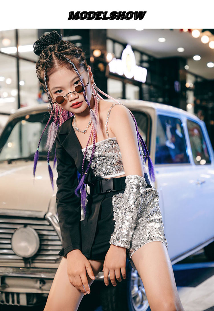 楽天市場】スパンコール 黒 キッズダンス衣装 セットアップ キラキラ