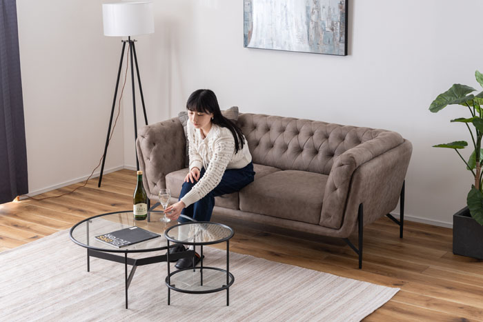 楽天市場】【送料無料】ラウンドガラステーブルLL 幅75cm 高さ33cm