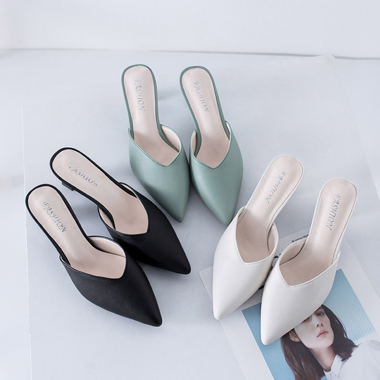 楽天市場】ミュール Vカット レディース ポインテッドトゥ チャンキー