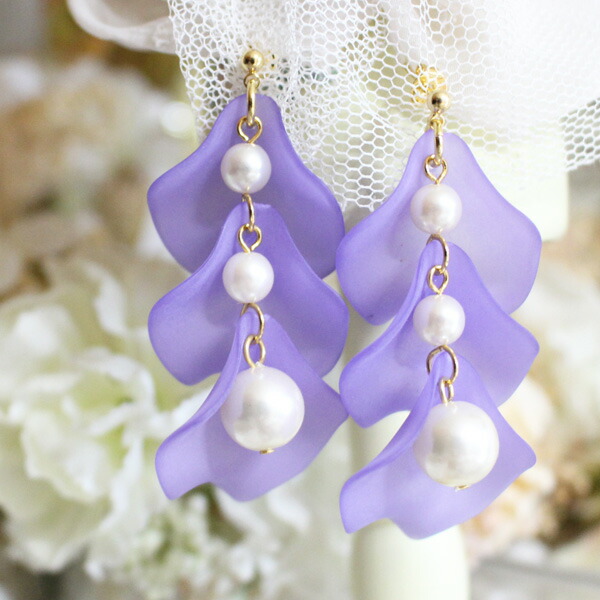楽天市場】藤の花びらピアス/イヤリング【日本製】 : Rolianne -pink made-