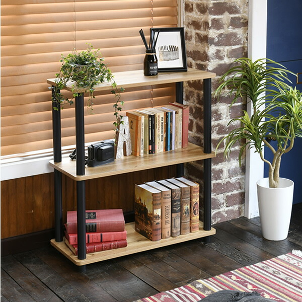 楽天市場】【P5倍 2/24 9:59迄】 ラック 幅68 3段 YVSR-75703(OAK4BK