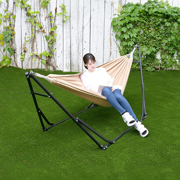 楽天市場】【P5倍 2/24 9:59迄】 ハンモック 自立式 屋外 高さ2段階