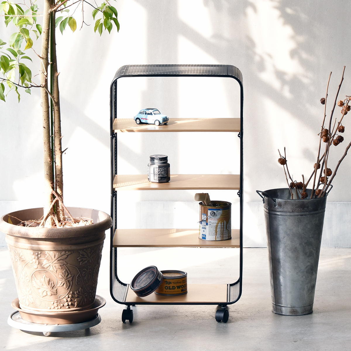 楽天市場】メタルラック アーチパンチング 4段 キャスター付きラック