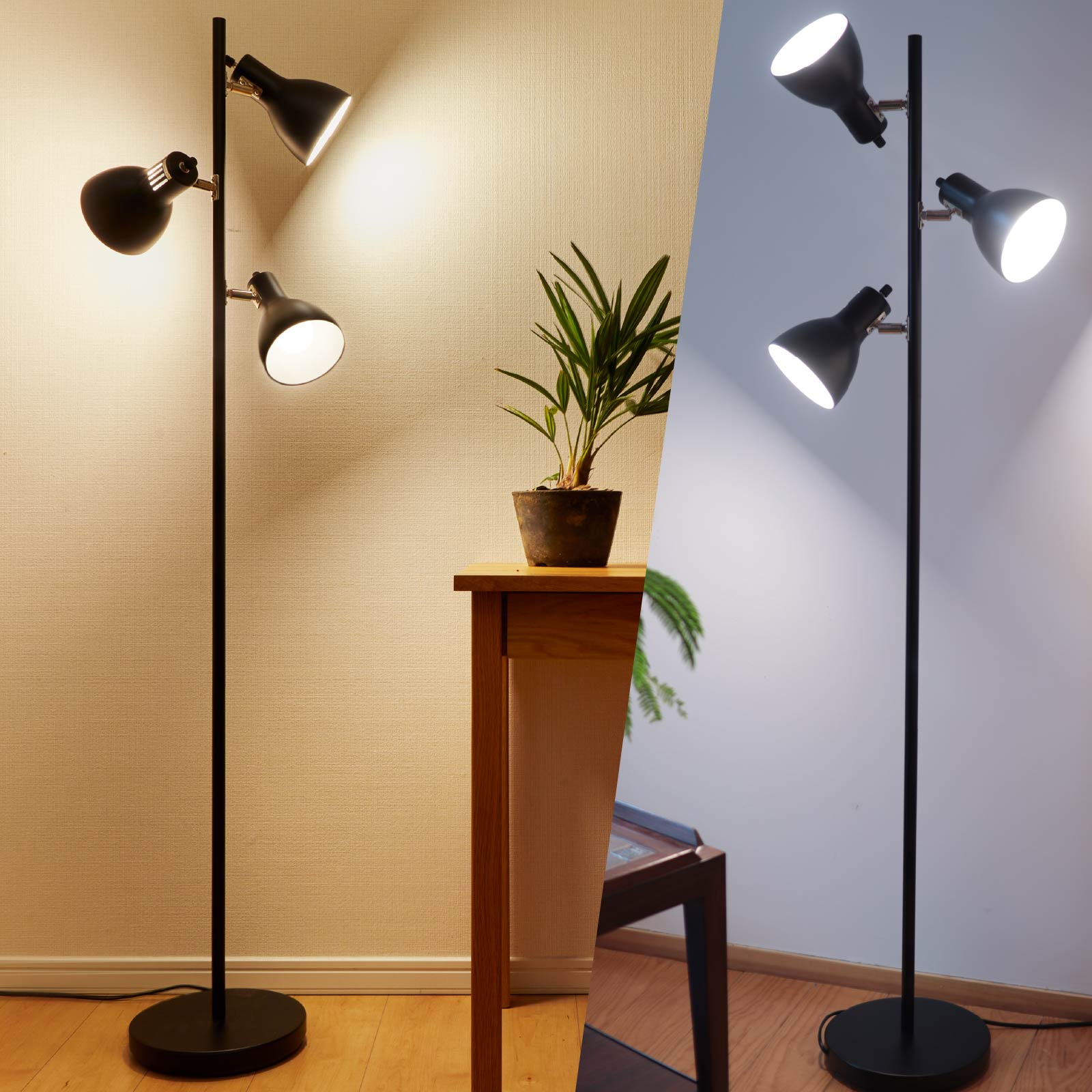 楽天市場】フロアスタンド 黒 3灯 床置き フロアライト 間接照明