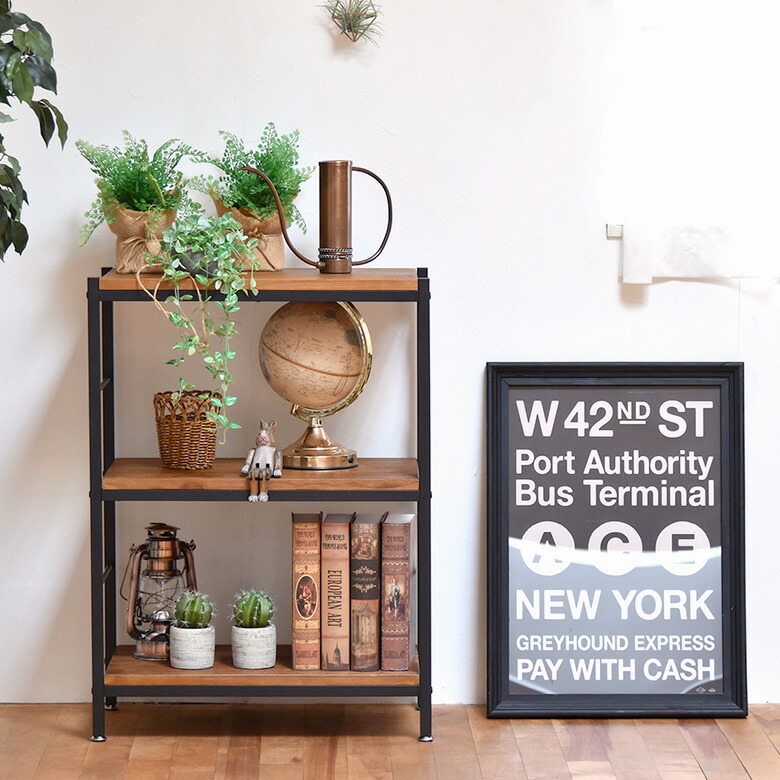 楽天市場】ラック 棚 本棚 アイアン 木製 シェルフ 幅60 オープン