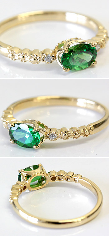 楽天市場】K18 18金 リング グリーンガーネット （ツァボライト） 4.0