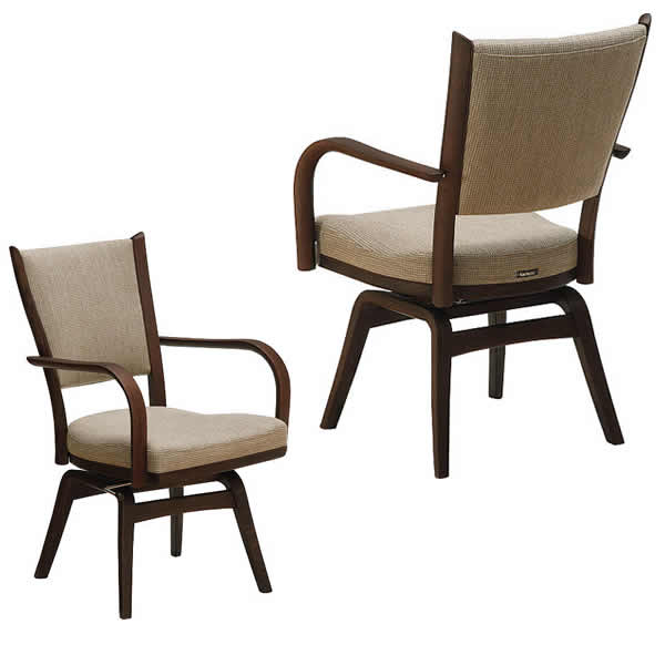 □カリモク家具□肘無し ダイニングチェア 回転式 モカブラウン 食堂