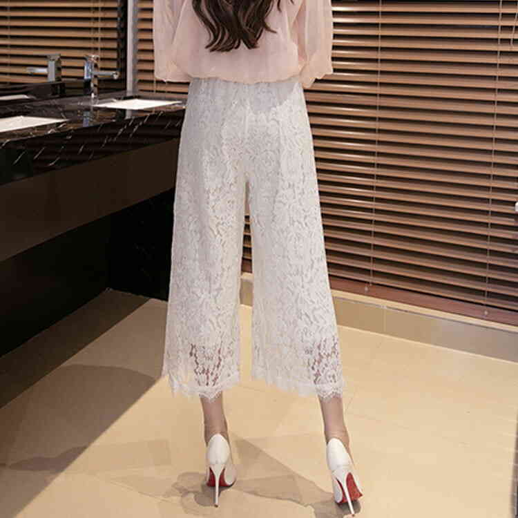 楽天市場】レースワイドパンツ レースガウチョパンツ レディース