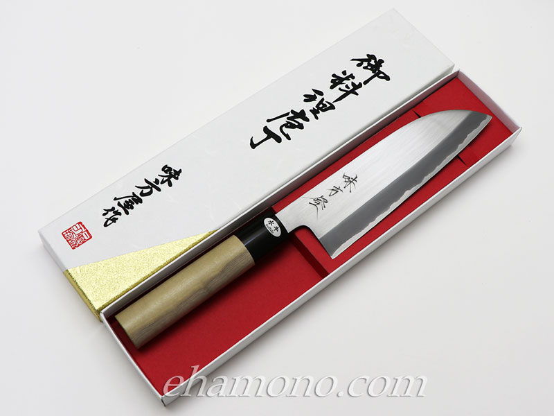 楽天市場】日野浦刃物工房 味方屋作三徳包丁 ステン白二鋼割込 : e