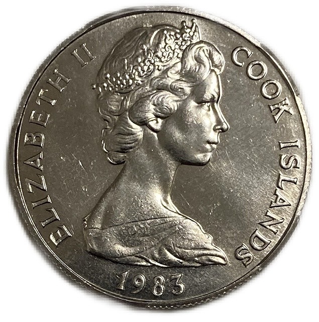 楽天市場】クックアイランド 50セント 1983年 エリザベス女王 外国