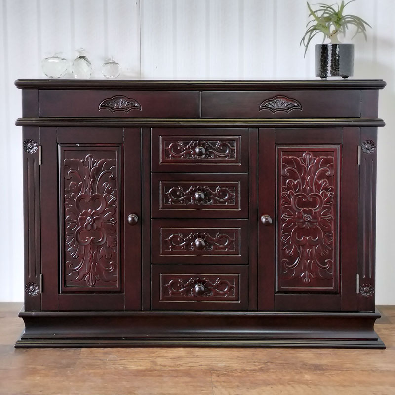 木製アーチ型アジアンキャビネット 3段 木製アーチ型アジアン