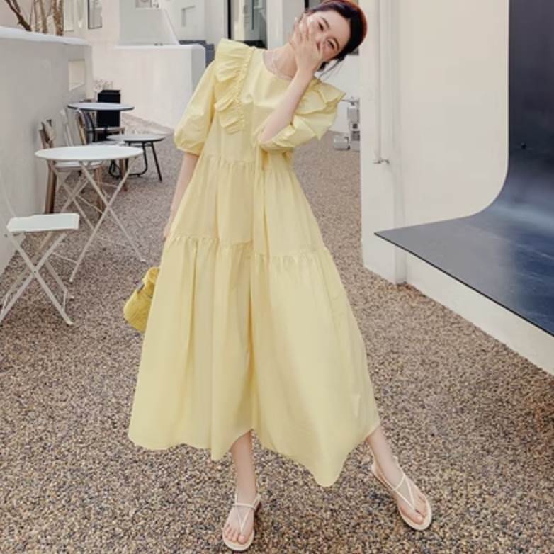 楽天市場】ワンピース シャツワンピース ロング丈 五分袖 ラウンド