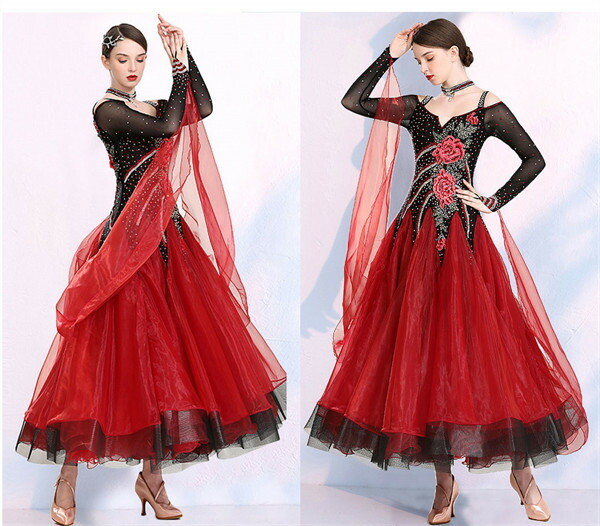 楽天市場】社交ダンス ワンピース モダンドレス 黒 大きいサイズ 長袖