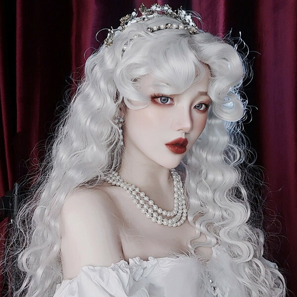 楽天市場】中世の貴族風 巻き毛 白髪 フルウィッグ かつら 女性 長髪