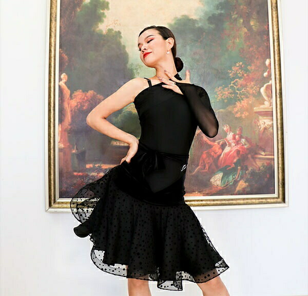 楽天市場】社交ダンス 社交ダンス衣装 ラテンドレス 袖付き 肩出し