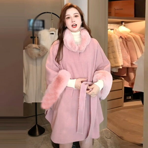 本日削除！アルゴンキン⚜️黒とピンクポンチョケープAラインコート