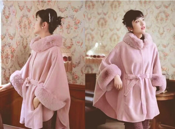 リズリサ ポンチョ コート ケープ ピンク アウター ファー リズリサ