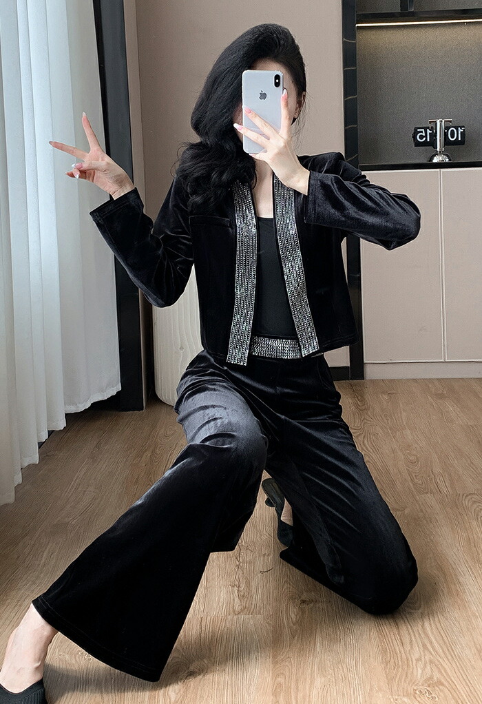 楽天市場】ベルベットセットアップ ジャケット パンツドレス 長袖 春秋