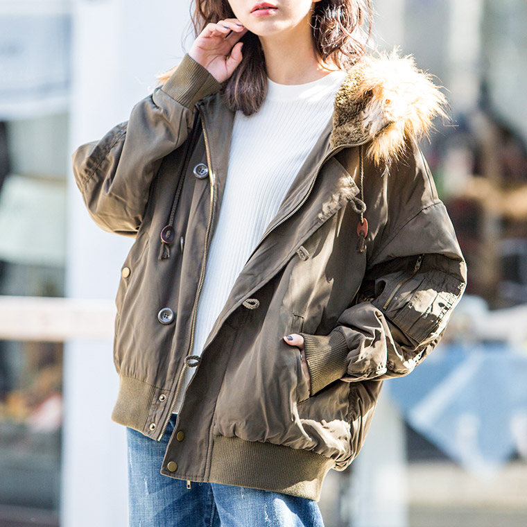 楽天市場】ボアフード N-2B レディース 中綿 ミリタリージャケット