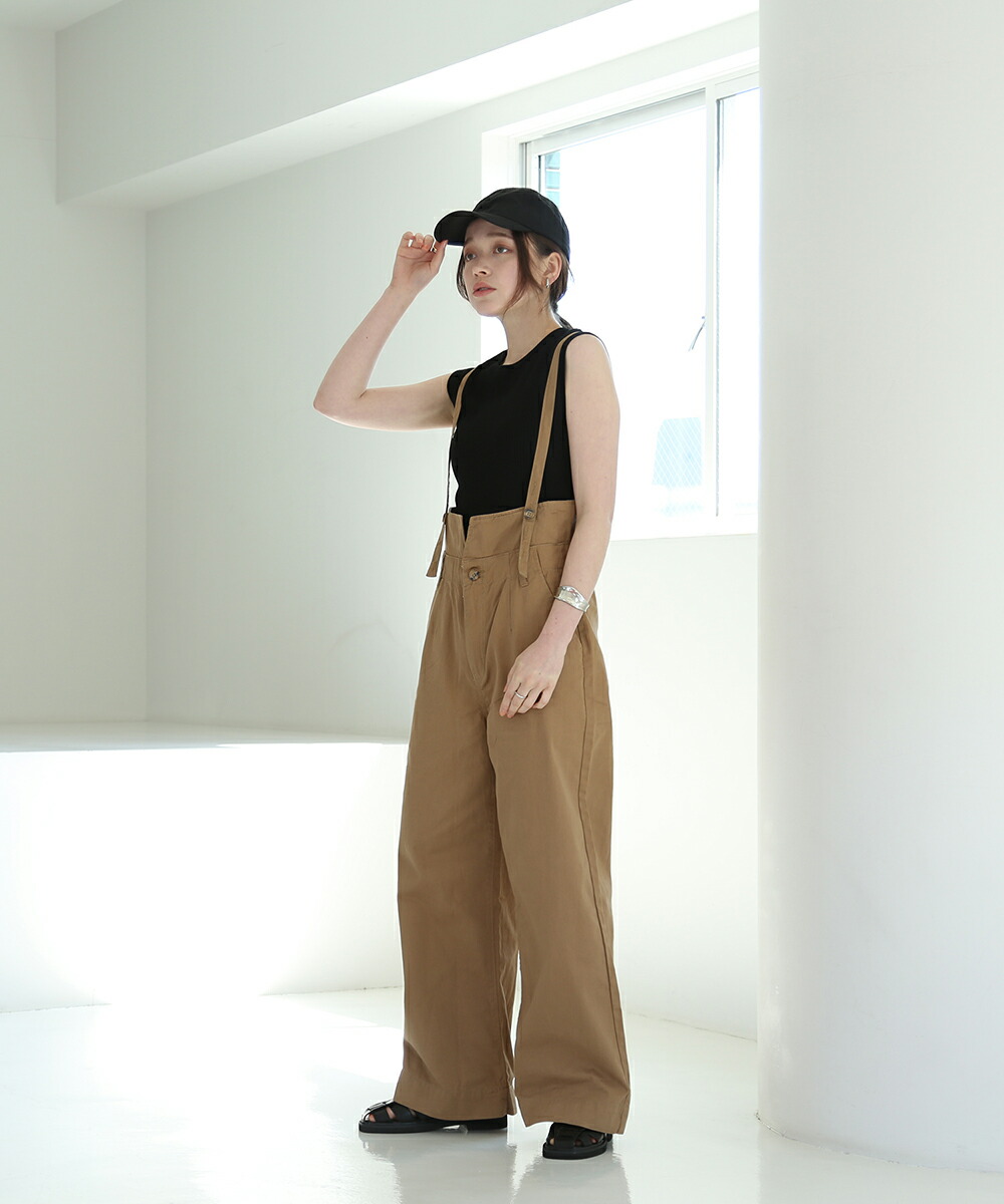 楽天市場】サスペンダー付きハイウェストツイルパンツ レディース