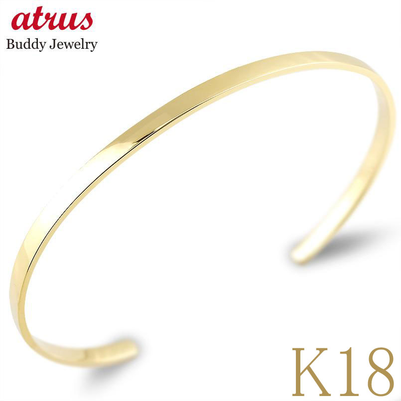 楽天市場】18金 バングル レディース 3ミリ幅 ブレスレット イエロー
